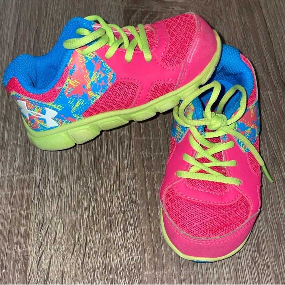 Under Armour Pink Green and Blue Neon Tie Sneakers